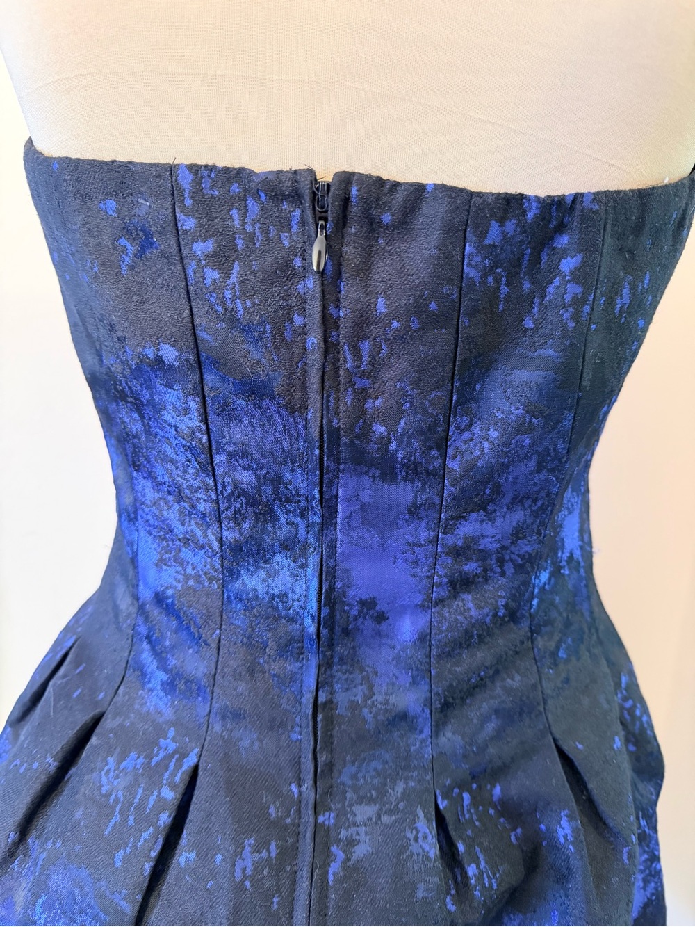 Homecoming H&M Strapless Blue Black Jacquard Cocktail Mini Bubble inspired 12 - Picture 6 of 15